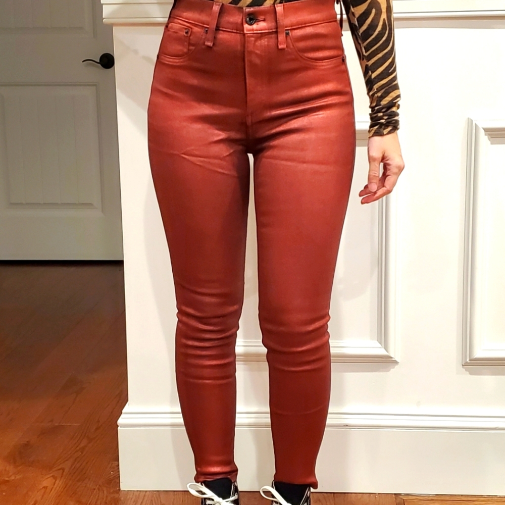 Rag & Bone high rise ankle skinny metallic 26